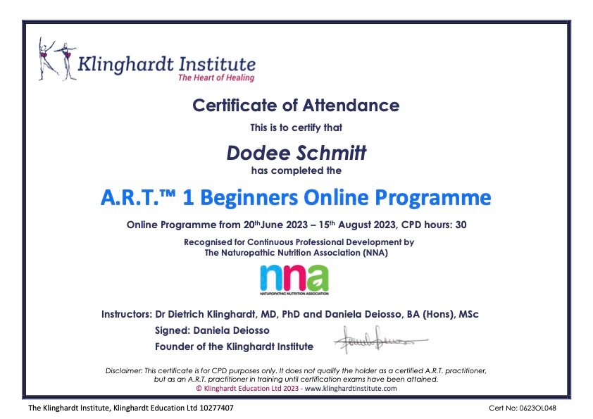 Klinghardt Institute Certificate ART