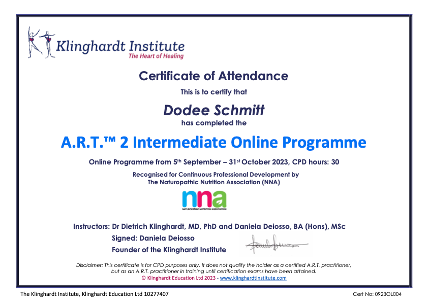 A.R.T.2 CPD CertificatDodee Schmitt