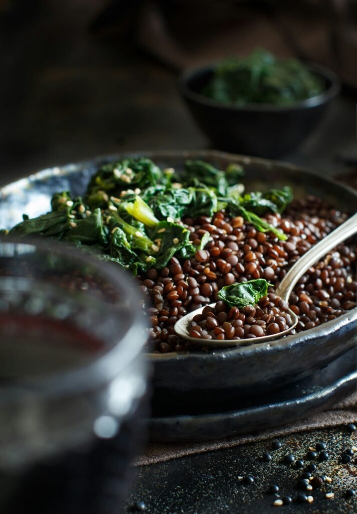 Black lentils and vegetables stew