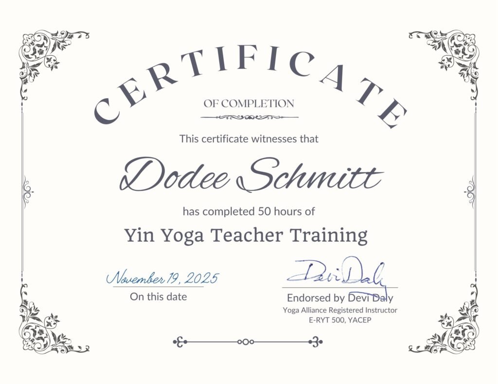 Yin Yoga Training Certificate Dodee Schmitt web